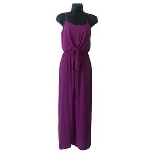 Everly Jumpsuit Womens Small Purple Front Tie Cami Wide Leg